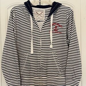 Vineyard Crew Navy and White Striped hoodie authentic vintage size M